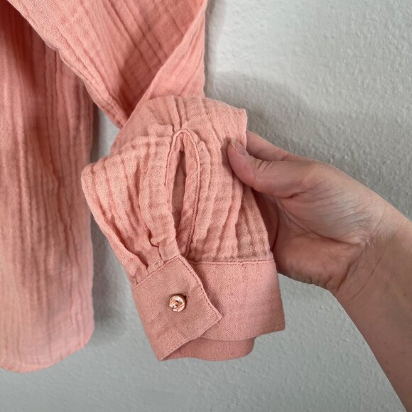 Eileen Fisher Petite Organic Cotton Button-Up Plisse Shirt Size PL - Picture 6 of 12